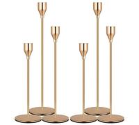 Denique Set di 2 portacandele conici dorati francesi, 6 pezzi, per centrotavola da tavola, portacandele vintage moderni per la decorazione di casa e matrimoni