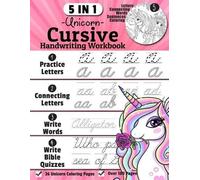 Denis Jean Unicorn Cursive Handwriting Workbook (Tascabile)
