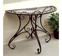 Denk Vigo 19511 - Tavolo da parete semicircolare in metallo, 90 cm, colore: Marrone