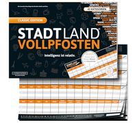 DENKRIESEN - Stadt Land VOLLPFOSTEN® - Classic Edition | Blocco da Gioco A3 | dai 12 Anni | Fiume della Città | Gioco di Famiglia | per Famiglie e Feste | Blocco XXL per Il Massimo Divertimento