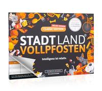 DENKRIESEN - Stadt Land VOLLPFOSTEN® Classic Edition - 'Intelligence Ist relativ' - A4 | Partito | Gioco di Famiglia | City Land Fiume | Blocco da Gioco | Idea Regalo