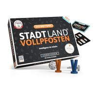 DENKRIESEN Stadt Land VOLLPFOSTEN - Gioco da tavolo con espansione junior | Gioco base con espansione junior con dadi flash per 4-12 giocatori, ideale per lunghi ed emozionanti round.