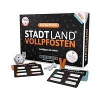 DENKRIESEN - Stadt Land Vollpfosten® Il gioco da tavolo | Gioco di base con estensione Junior | Dai 8 anni in su, 4-12 giocatori | Gioco per feste con dadi e lunghi giri | Divertimento per tutta la