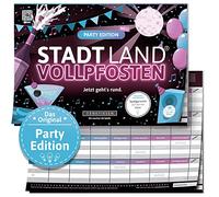 DENKRIESEN - Stadt Land VOLLPFOSTEN® - Party Edition - 'Ora Geht's rund.' - Blocco da Gioco DIN A4 | a Partire dai 12 Anni | 50 Fogli | Gioco per Feste | Regalo | Divertimento preprogrammato
