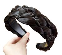 Denlydom Cerchietto per capelli sintetici, 5 fili, intrecciato con denti, accessorio di bellezza, fascia elastica per capelli da donna (nero marrone, stile 2)