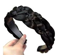 Denlydom Cerchietto per capelli sintetici, 5 fili, intrecciato con denti, accessorio di bellezza, fascia elastica per capelli da donna (colore nero, stile 2)