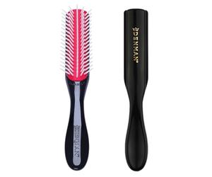 Denman Curly Hair Brush D14 (Black) 5 Row Styling Brush for Detangling, Separating, Shaping and Defining Curls, Fringes & Bangs - For Women and Men