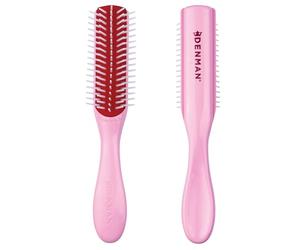 Denman Mini spazzola per capelli D14 Pink Crush a 5 file, mini spazzola per definire e acconciare i ricci per tutti i tipi di capelli, levigante, asciugatura, styling a ricciolo, riduce l'effetto