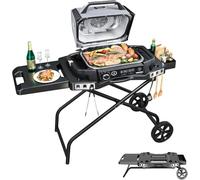 Denmay Carrello da barbecue portatile per Ninja Woodfire serie OG700, supporto pieghevole da esterno per Ninja OG701, Pit Boss 10697/10724, 57 cm, Blackstone, Traeger Ranger, con ripiano da tavolo e