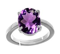 DENMOUS Aa++ B0BTDH4Y, pietra di cristallo viola ametista naturale di qualità da 6,00 carati, con anello regolabile in metallo, per scopi astrologici, per uomini e donne, B0BTDH4Y, piccola, gemma