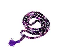 DENMOUS Agata naturale certificata Jaap Mala 108+Guru Bead pietra semi preziosa bigiotteria Reiki positività buona fortuna amore abbondanza salute ricchezza prosperità viola 6 mm -B08THF8TDNM, Small