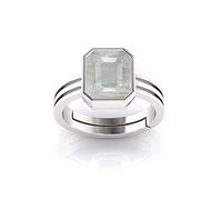 DENMOUS AMZ1030 - Anello in argento con zaffiro bianco naturale non riscaldato e non trattato, qualità AA++, 11,25 ratti 10,50 carati, Small, Argento sterling
