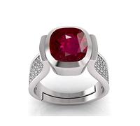 DENMOUS AMZ1181, anello regolabile in argento Sterling con rubino naturale certificato da 8,25 ratti, 7,60 carati, pietra preziosa Manikya, Small, Argento sterling
