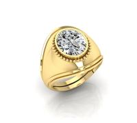 DENMOUS AMZ120 - Anello regolabile placcato in oro con zircone da 14,25 carati, con certificato di laboratorio, per uomini e donne (Ki12), Small, Argento sterling