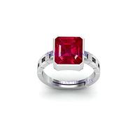 DENMOUS AMZ2000 AMZ2000 - Anello regolabile in argento placcato argento con rubino birmano 20,00 ratti di eccellente qualità, certificato non trattato, non riscaldato, con pietra naturale manikya
