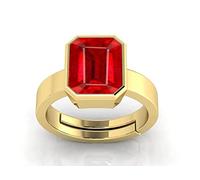 DENMOUS AMZ2856 - Anello con rubino naturale non riscaldato, non riscaldato, 8,25 ratti, 7,00 carati, qualità A+ naturale, placcato oro, per donne e uomini, Small, Argento sterling