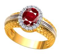 DENMOUS AMZ3745 - Anello in oro regolabile da 8,25 Ratti 7,15 carati con rubino naturale certificato/Manik Panchdhatu (forma a pera), pietra portafortuna, astrologia, Rashi Ratan, Small, Argento