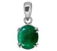 DENMOUS AMZ541, medaglione con ciondolo placcato in argento color panna, con smeraldo naturale verde certificato 7,25 ratti, piccolo, in argento Sterling, Small, Argento sterling