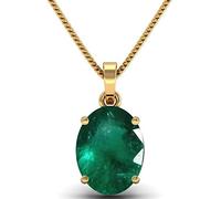 DENMOUS AMZ557 - Ciondolo con smeraldo naturale da 7,25 ratti, 6,60 carati, medaglione con ciondolo in oro naturale color panna/panna, originale qualità AAA, da uomo, Small, Argento sterling