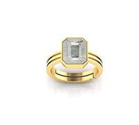 DENMOUS AMZ6584 - Anello in oro bianco naturale non riscaldato con zaffiro bianco naturale non trattato da 10,00 carati, qualità AA++, non riscaldato, Small, Gemma