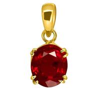 DENMOUS AMZ674, piccolo ciondolo placcato oro con rubino naturale certificato 8,25 ratti/7,00 carati A+ qualità A+, Small, Argento sterling