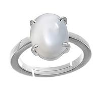 DENMOUS Anello con pietra di luna arcobaleno naturale certificata da 3,25 ratti, 2,00 carati, qualità A+, per donne e uomini, -B0CK8GTZ-AMZ, Small, Pietra preziosa