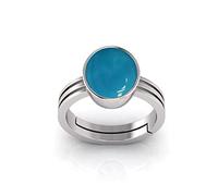 DENMOUS Anello con pietra preziosa turchese naturale 11,25 Ratti Firoja con certificato di laboratorio-AMZ1113, Small, Argento sterling, Turchese