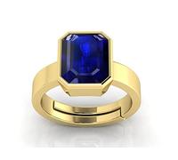 DENMOUS - Anello con pietre preziose regolabile senza trattamento Aaa+ di qualità blu naturale placcato in oro neelam placcato oro per donne e uomini (B0BX9YG3, Small, Gemma, Small, Small, Gemma