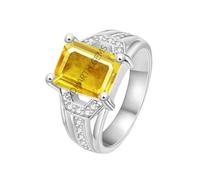 DENMOUS Anello da uomo e donna, non riscaldato, non trattato, 14,00 carati zaffiro giallo naturale, pukhraj, placcato argento, per uomo e donna, S-B0CKBW7L-01