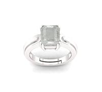 DENMOUS Anello in argento da 6,25 carati, qualità A regolabile, non riscaldato, non trattato, con zaffiro bianco naturale Pukhraj (certificato lab) -B0C3HS971