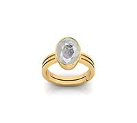 DENMOUS Anello in oro Ashtadhatu da 4,00 ratti/3,00 carati AAA ++ qualità certificata Ashtadhatu adjaistaible con zaffiro bianco naturale non riscaldato gemma sfusa-B0C3HQWR1