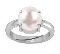 DENMOUS Anello Panchhdhaatu/Ashtadhatu regolabile con perle naturali da 6,25 ratti/5,55 carati, certificato originale, B0DL6GY1-DMS, Small, Pietra preziosa