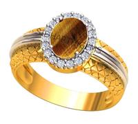 DENMOUS Anello placcato in argento con occhio di tigre da 7,25 Ratti da 6,00 carati, anello con pietra naturale certificata originale con pietra zodiacale di febbraio, anello regolabile misura 16-24