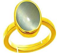 DENMOUS Anello regolabile con occhio di gatto, non riscaldato, certificato 9,25 ratti, qualità Deluxe, placcato oro, con gemma certificata in laboratorio (Top Aa qualità per uomo e