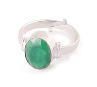 DENMOUS Anello regolabile da 3,25 a 11,25 Ratti naturale Panna originale e certificato da GGTL Emarald Precious Gemstone Free Size Anguthi GemsScopo astrologico in metallo bianco (6,25) - AMZ615