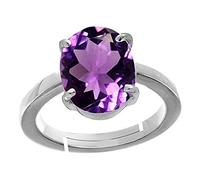 DENMOUS Anello regolabile placcato argento con ametista viola da 9,60 carati, per non riscaldato, non trattato, per uomini e donne, certificato in laboratorio, B08XQX2X-M1