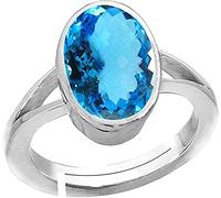 DENMOUS Anello topazio blu con pietra preziosa originale/12,25 Ratti/Lab Sertificato-B0BMYR3M-DNM