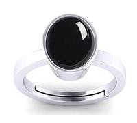 DENMOUS Ashtdhatu - Anello regolabile con pietra di onice nera da 7,25 ratti/6,32 carati, originale e certificato, pietra naturale Sulemani Kaala Hakik Ashta Dhatu disponibile-B09QT2N7-AMZ, Small