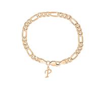 DENMOUS Bracciale ro in argento Sterling 92,5% placcato oro 22 kt con lettera P per uomo-gold_brmfkd_p-1, piccolo, pietra preziosa, Small, Gemma