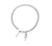 DENMOUS Brwckd_p-1, braccialetto in puro argento sterling 92,5% con lettera P dell'alfabeto per ragazze e donne, piccolo, pietra preziosa, Small, Gemma