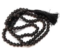 DENMOUS Fengshui - Collana in Mala di lava nera 108 + 1 perline rotonde da 8 mm, pietra preziosa naturale originale per Jaap Pooja, astrologia, meditazione, protezione per uomo e, Small, Gemma