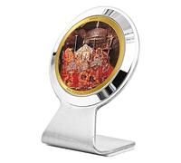 DENMOUS Mata KA Darbar, statuetta placcata oro 24 carati, decorazione da tavolo, cornice metallica per auto Buddha MCF 1CR e lamina placcata oro 24 K, cornice per foto religiosa per puja, regali (6,2