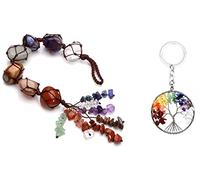 DENMOUS Portachiavi con albero della vita 7 chakra realizzato a mano con pietre preziose naturali sette chakra. Ogni pietra ha la sua specialità curativa per uomo e donna - B0BRNLM8, Small, Small