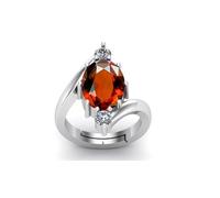 DENMOUS S-B0DH59BG1 - Anello placcato in argento con pietra naturale certificata Hessonite/granato/Gomed 14,25 ratti/13,00 carati, misure comprese tra 15 e 28