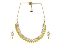 DENMOUS Set di gioielli con perle kundan placcate in oro giallo e bianco-DMZ-2012, Small, Ottone