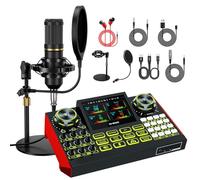 Denoise - Set di microfoni G9 per podcast, scheda audio e mixer audio con scheda audio e scheda audio per podcast con microfono a condensatore da 3,5 mm, per pc/telefono, live streaming, canto e