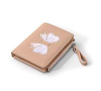 Denovin Portafoglio da donna, portafoglio carino con fiocco coquette, piccolo e compatto, estetico, con cerniera, porta carte di credito con finestra d'identità per donna, Rosa, Carino