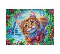 Dense Flower Cute Cat Rompicapo 500 Pezzi Per Bambini E Genitori Flora Meadow Leaf Cartone Spesso Sicuro Difficoltà Bassa Per Svago Familiare Con Poster Incluso Qualità Garantita 500 PCS