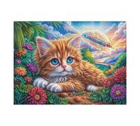 Dense Flower Orange Cat Puzzle 500 Pezzi Per Regalo Di Laurea Cartone Di Alta Qualità Per Studenti Flora Meadow Spray Per Decorazione Ufficio Stampa Ad Alta Definizione Qualità Premium 500 PCS