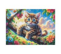 Dense Flower Tabby Cat Rompicapo 500 Pezzi Per Decorazione Murale Grande Formato Cute Pets Warm The Heart Cartone Rigido Panoramico Per Pareti Ampie Stampa Ad Alta Definizione 500 PCS